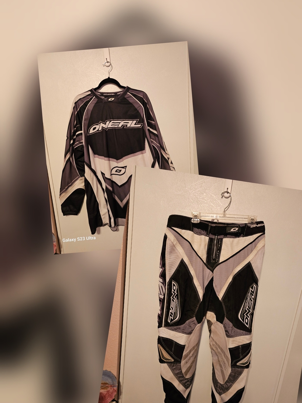 1990s Vintage O'NEAL Men’s Black and Gray MX Jersey & Pants Set